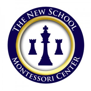 New School Chess Team Official Badge is a blue and gold circle with a king and two rooks