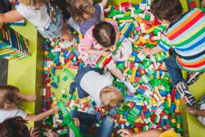 children playing with legos