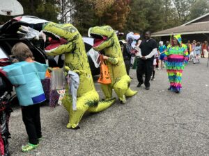 two dinosaurs for trunk or treat event 2023